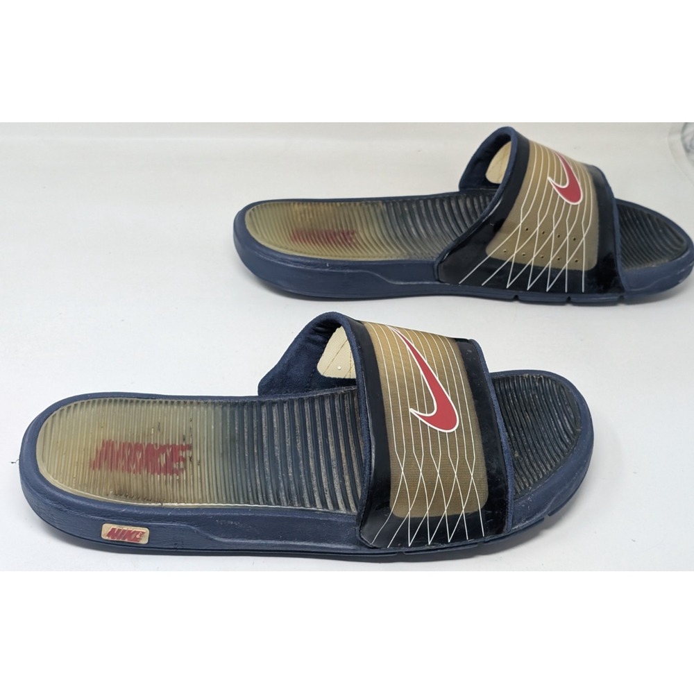 Vintage Nike Slide Sandals Men's Size 13 90s Y2K Blue Brown